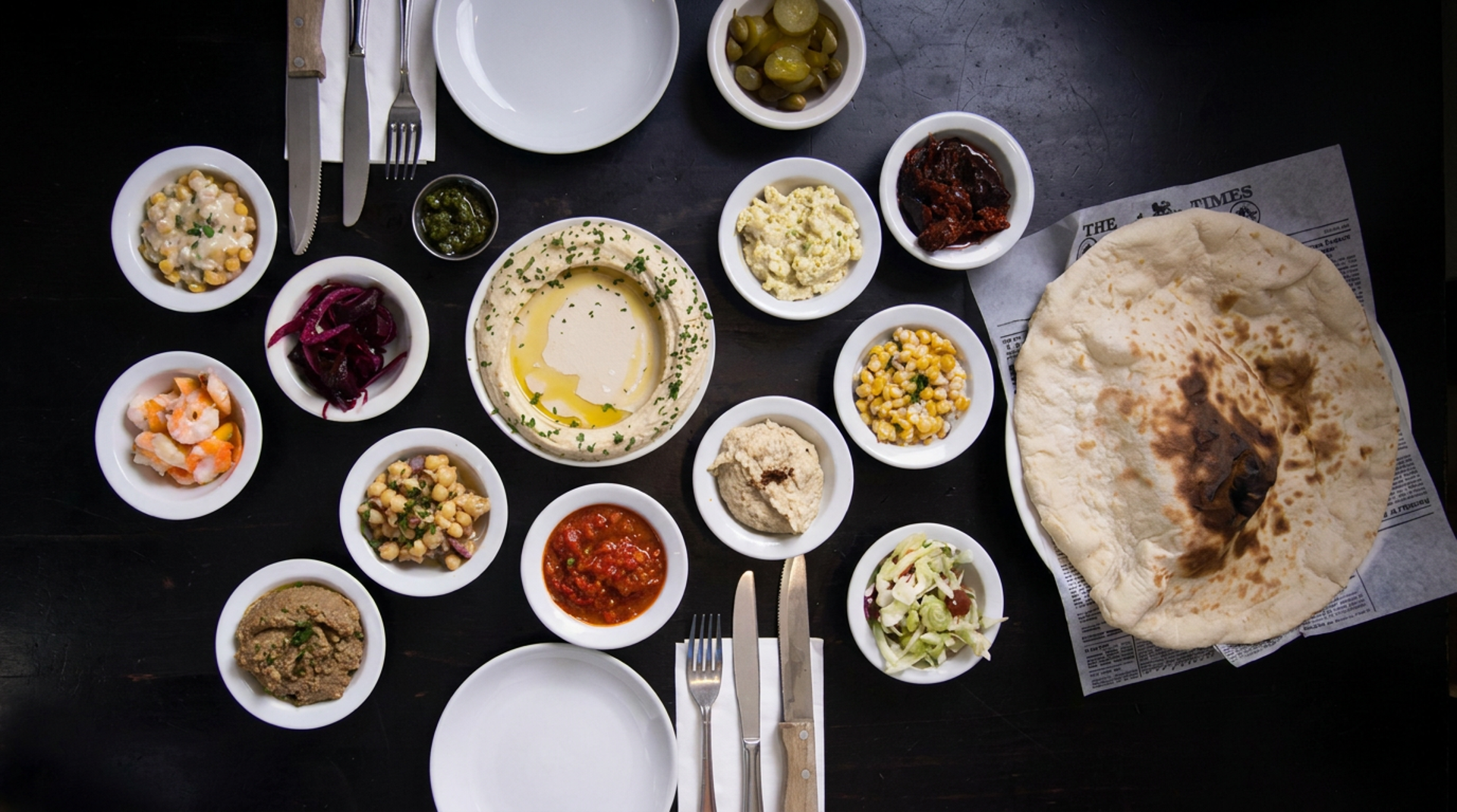 Salads, pita and the grill
